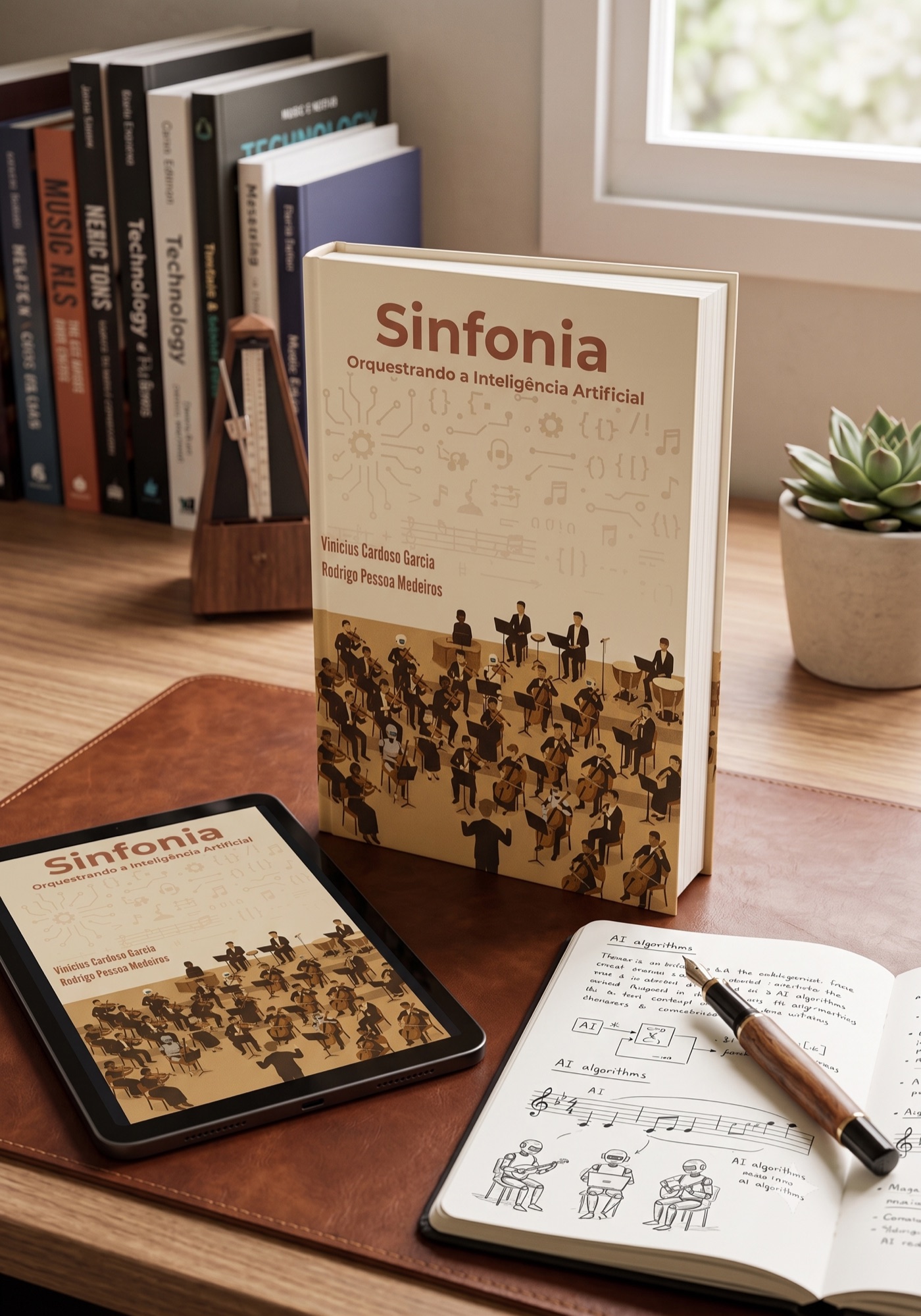 Livro Sinfonia: Orquestrando a Inteligência Artificial sobre uma mesa